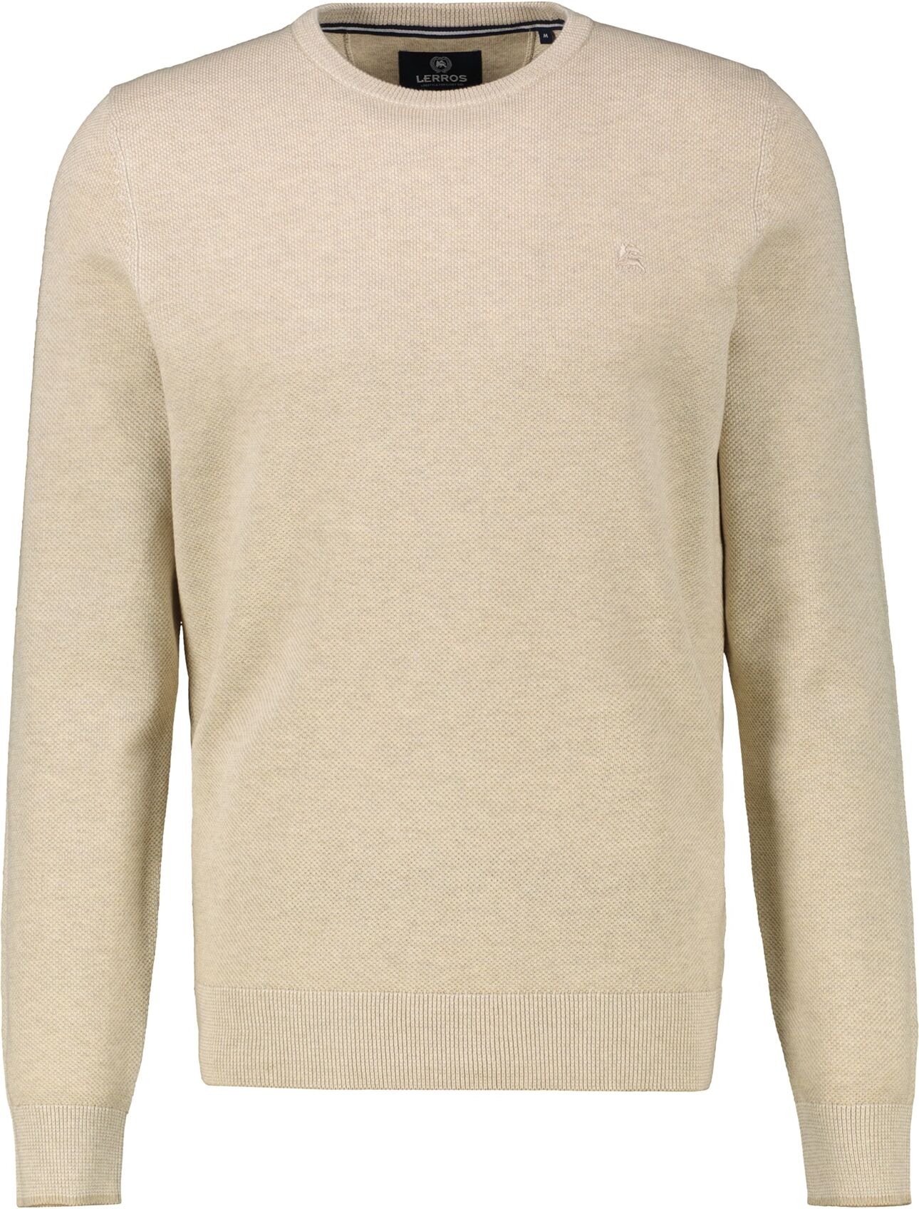 Strickpullover LERROS "Leichter Herren Strickpullover", Herren, Gr. 3XL, beige (tender beige melange), 100% Baumwolle, Rundhals, Pullover Strickpullover tender beige melange 3XL