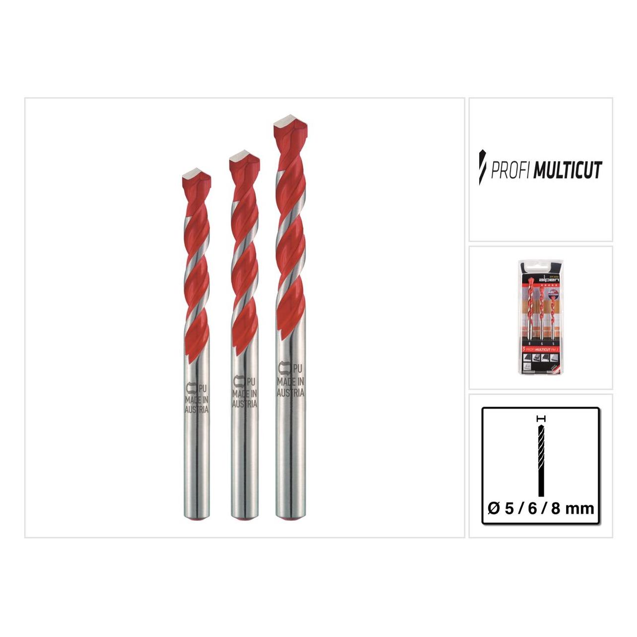 Alpen Hartmetall Mehrzweckbohrer-Set (8 mm) (100703100)