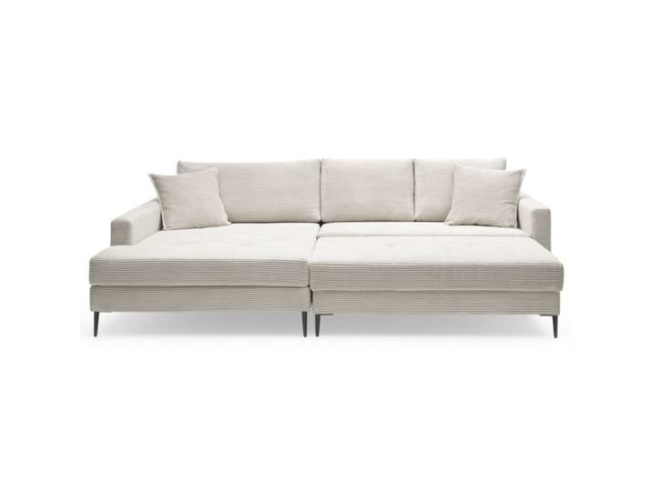 Trendstore Hilary Ecksofa in Cord mit Megahocker - Cord Zoom cream - links Modern