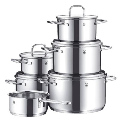 Topf-Set WMF "Inspiration Induktion, Kochtopf Set mit Glasdeckel", silber (edelstahlfarben), Töpfe, für alle Herdarten geeignet, unbeschichtet, Topseller