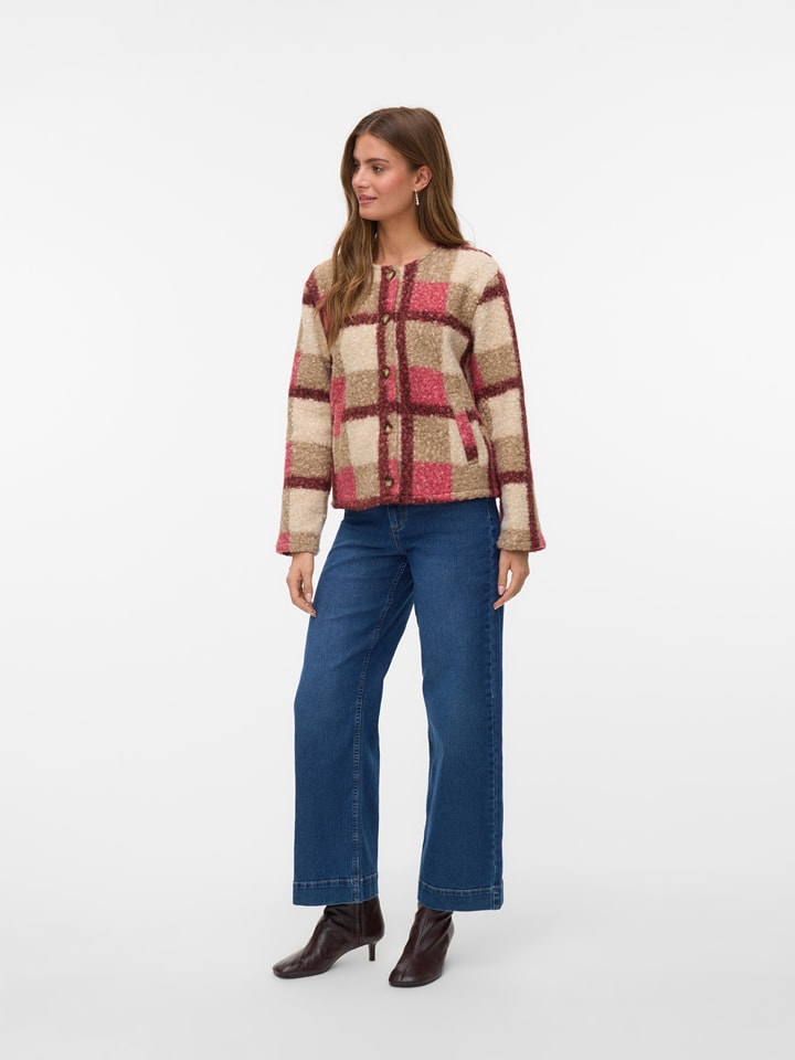 Vero Moda Teddyjacke in Beige/ Rosa - L