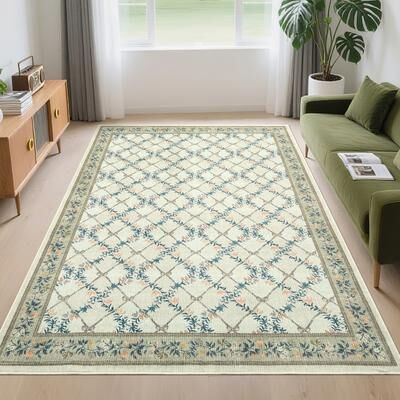 "Garvee Modern 8'x10'Area Rug,Floral Geometric Soft Foldable Washable Rug - 2'3"" x 12' Runner"