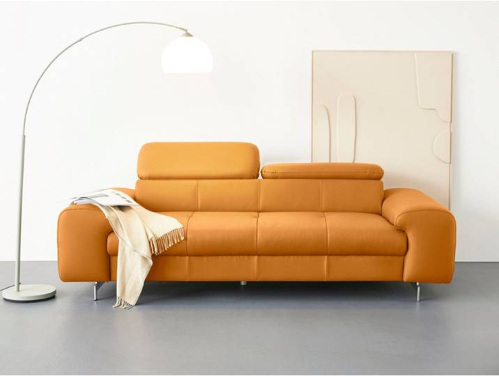 COTTA 3-Sitzer Chef, Big-Sofa mit Kopfteilverstellung, edle Metallkufen