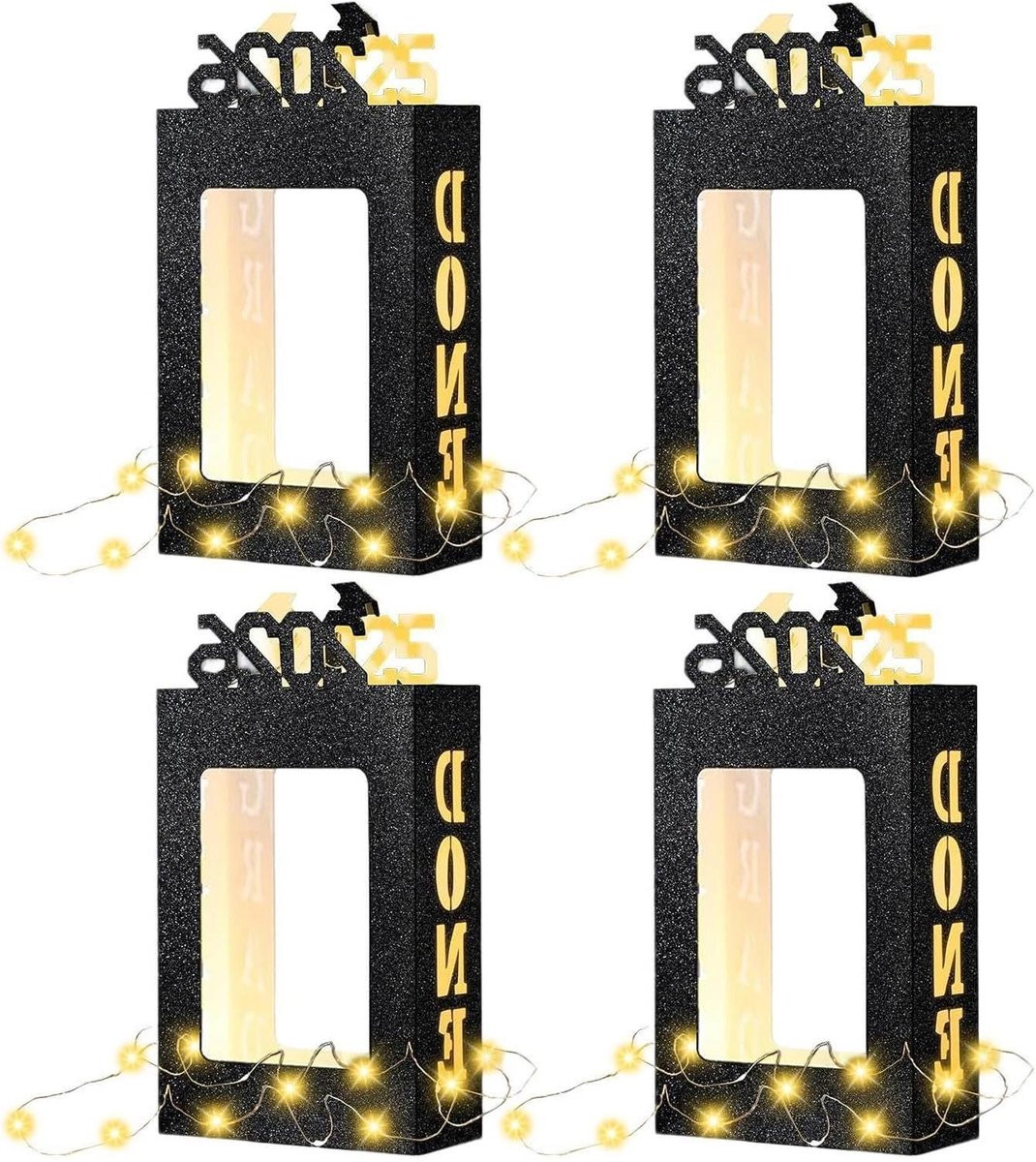 Set van 4 Afstudeer Fotodozen met LED-verlichting voor decoratie en herinneringen