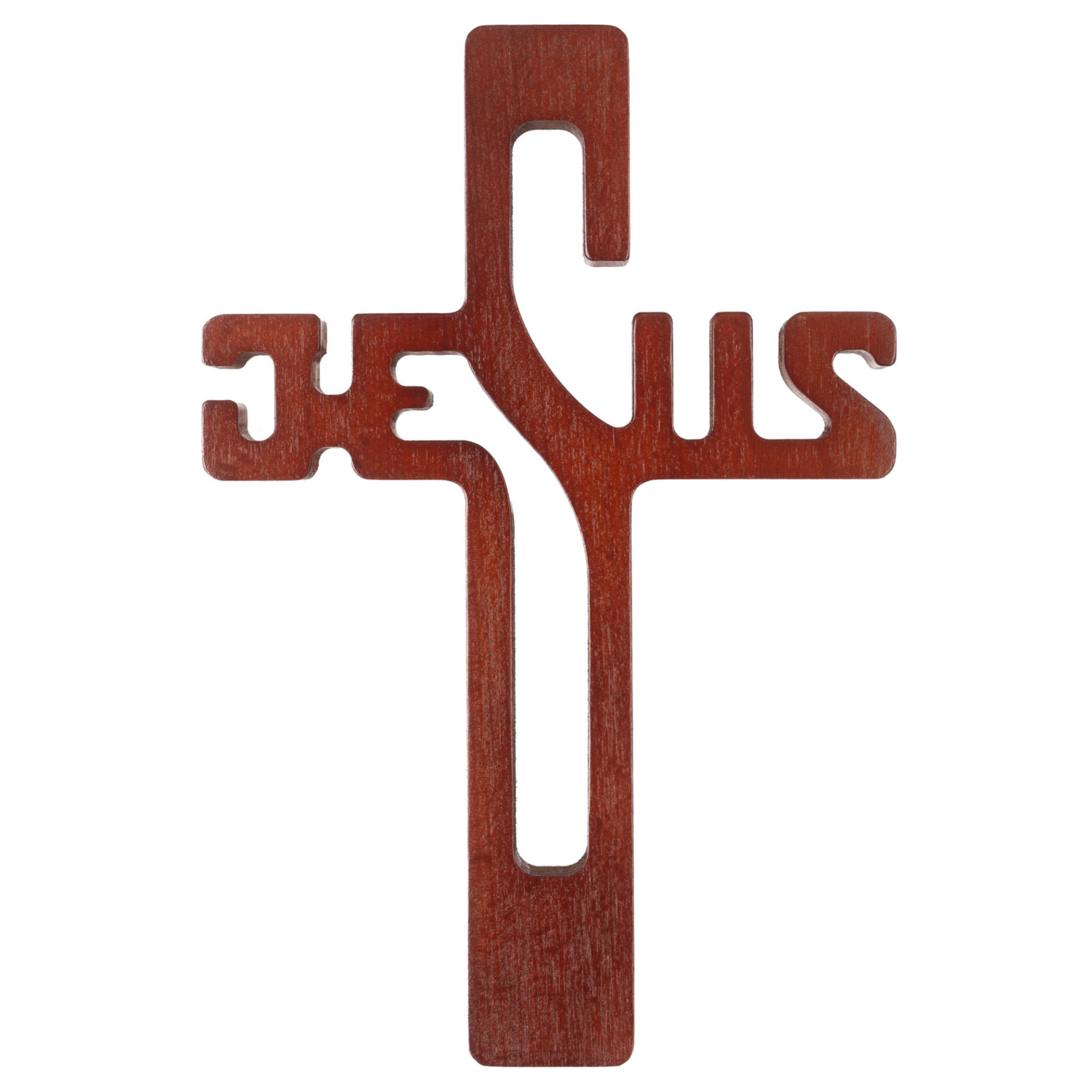 Luda Studio Hangend houten kruis van beukenhout met de tekst JESUS, B/D/H: 30 x 20 x 1,8 cm