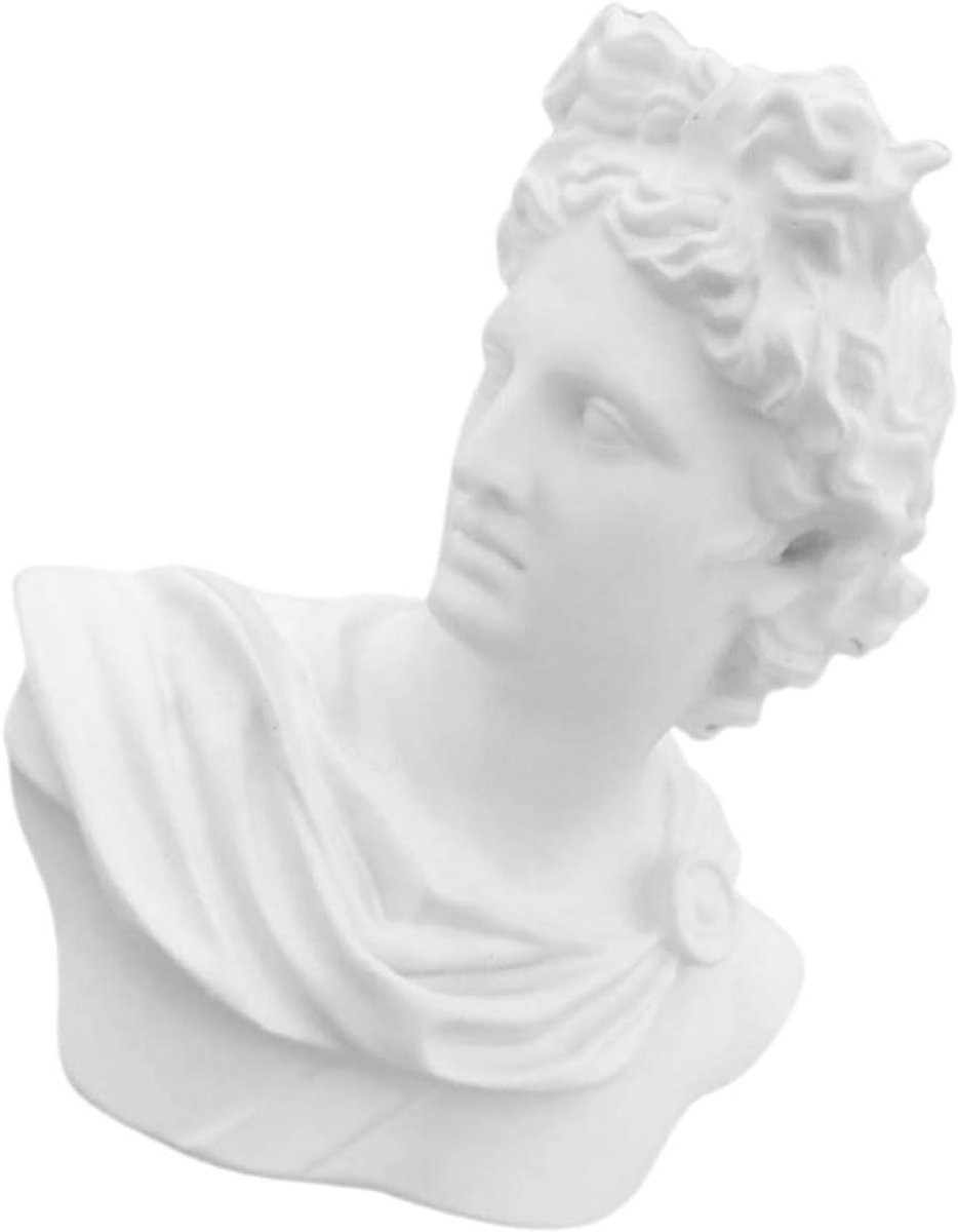 Griekse buste decoratieve hars sculptuur wit - 11,5 cm