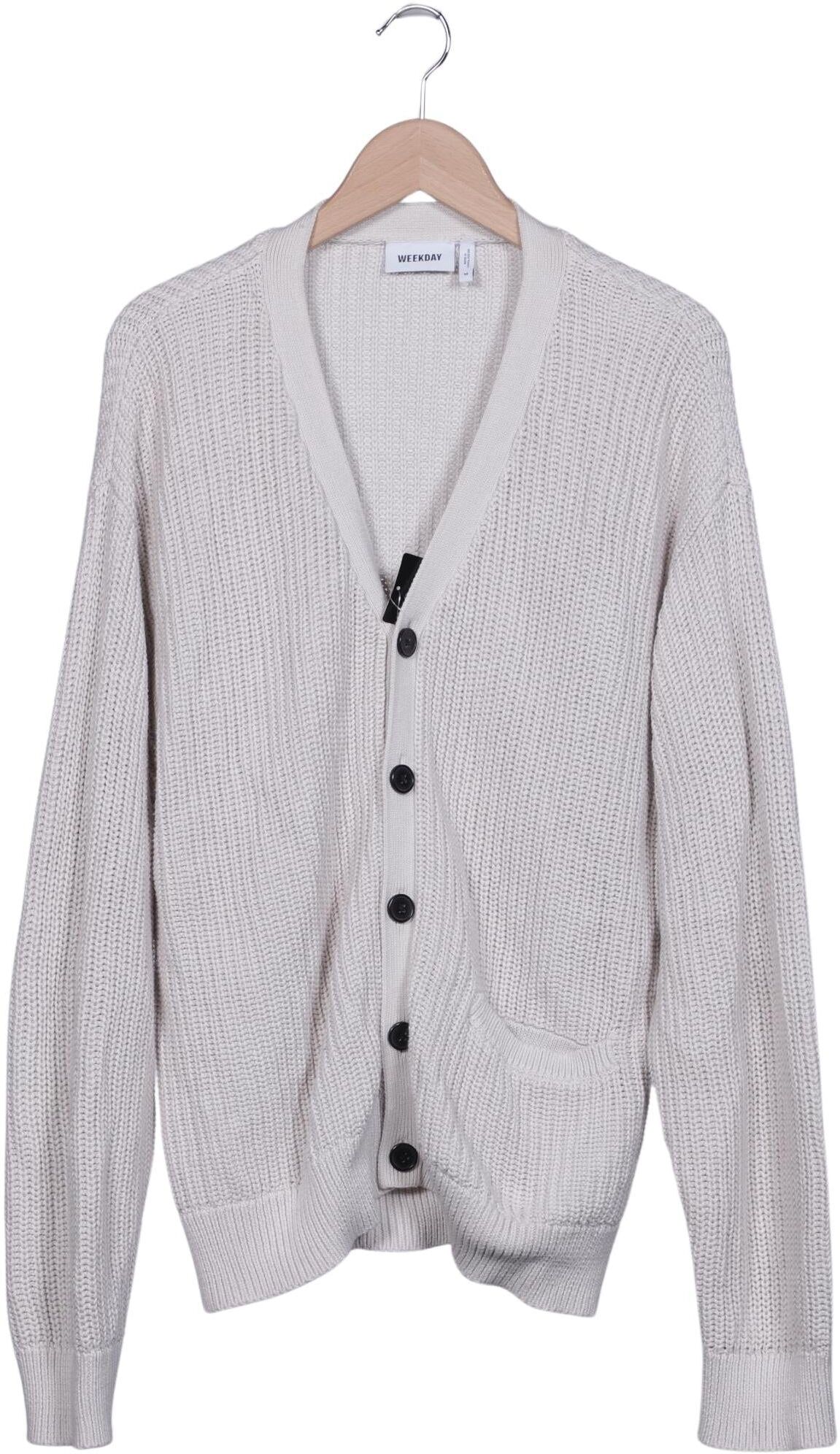 Weekday Damen Strickjacke, Cremeweiß, Gr. M, Baumwolle - Second Hand