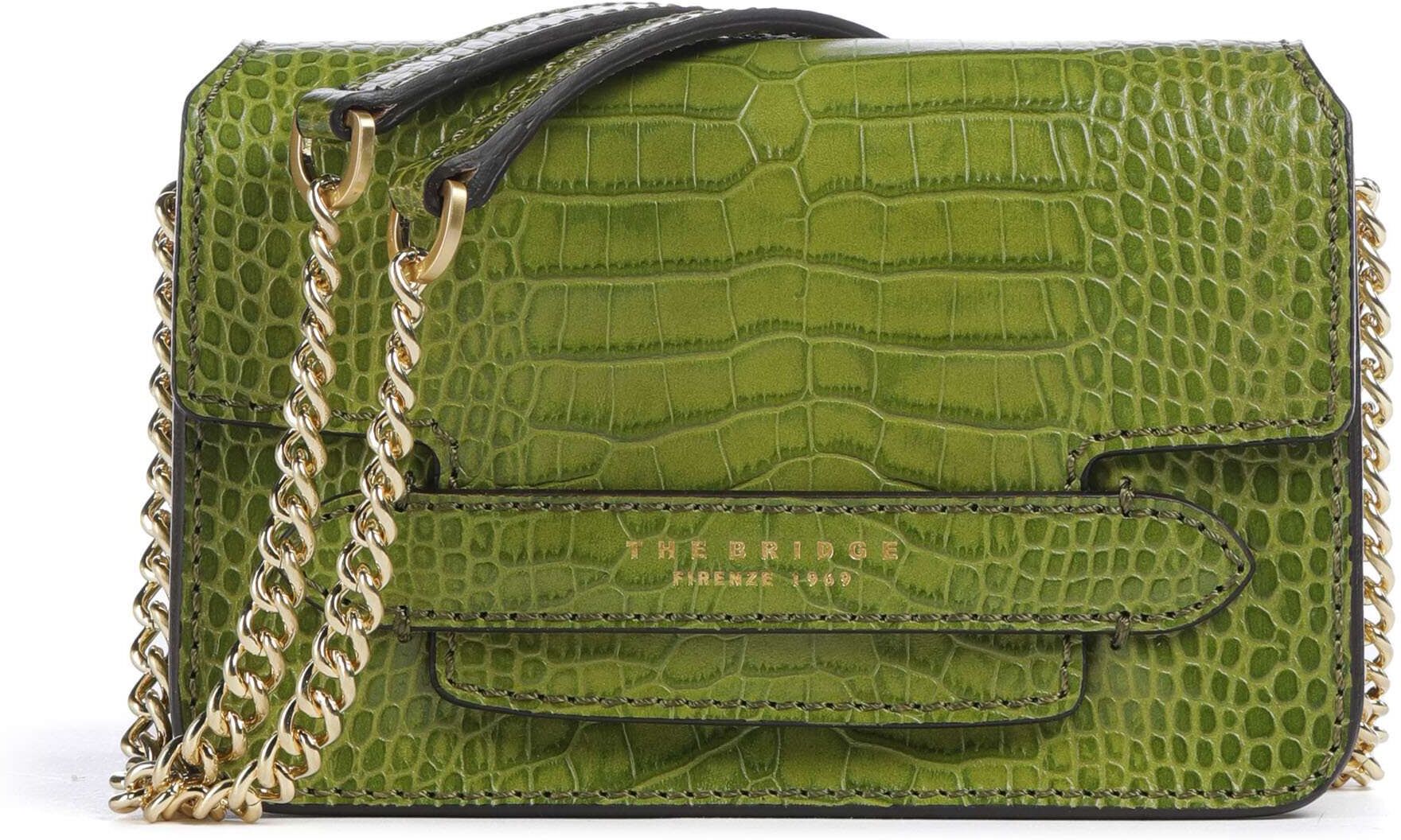 The Bridge Lucrezia Wow Schultertasche aus Leder, oliv