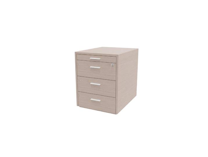 Caisson mobile Arold 3 tiroirs métal + tirette plumier - Finition Orme gris poignées métal blanches