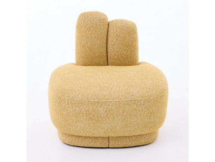 Pouf douillet jaune à oreilles de lapin tabouret rembourré fixe 54x41 5x54cm sans rangement décoration salon chaleureuse