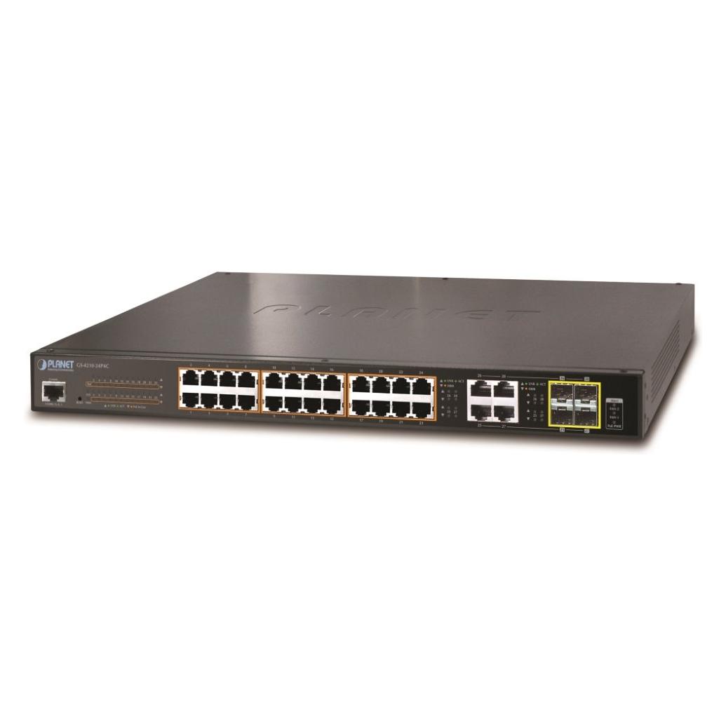Planet GS-4210-24P4C / Switch / L2 Managed / 24x GbE PoE+ 802.3at / 4x GbE SFP / 220W (28 Ports) (GS-4210-24P4C)