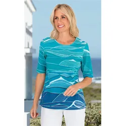 Baumwoll-Shirt in Druck türkis in Größe 52/54 von DW-Shop, Türkis, 52/54