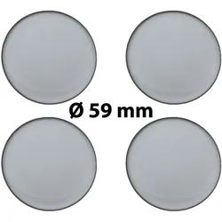 4 x Ø 59 mm Polymere Aufkleber / Silber-Optik / Nabenkappen, Felgendeckel
