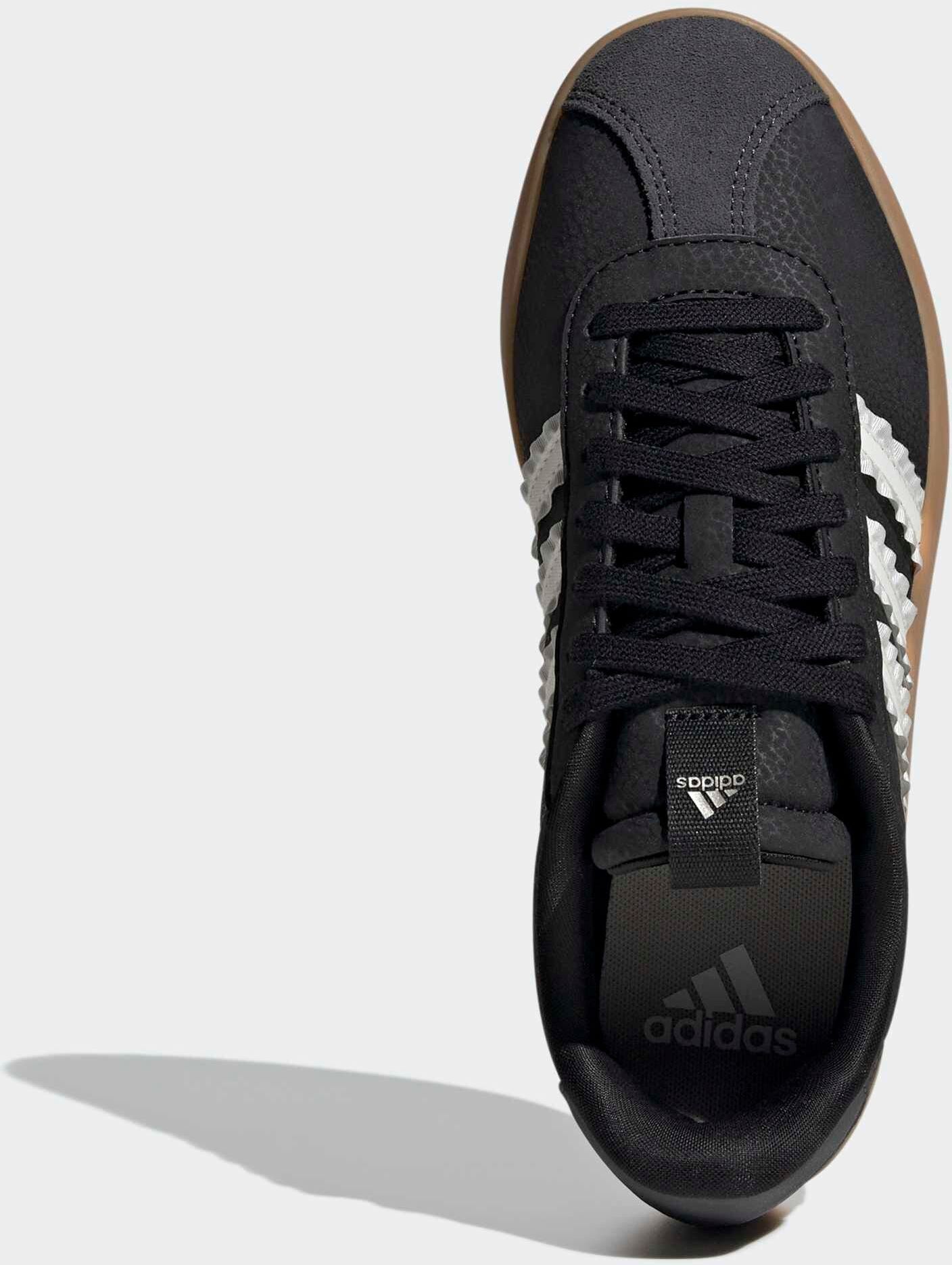 Sneaker ADIDAS SPORTSWEAR "VL COURT 3.0", Damen, Gr. 37, schwarz (core schwarz, core weiß, cyber metallic), Leder, Textil, Schuhe Sneaker
