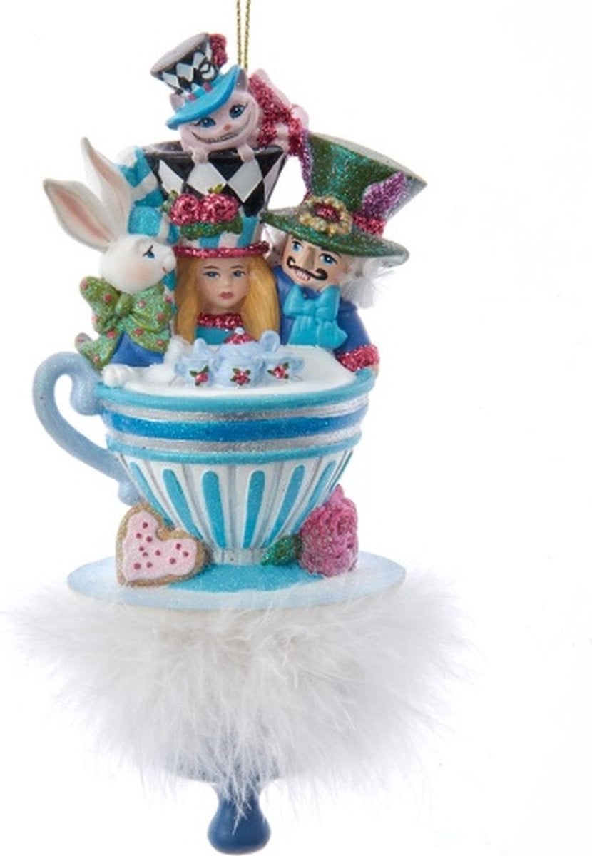 Kurt Adler Alice in Wonderland Hollywood Teaparty Kerstornament, 16,25 cm