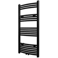 vidaXL Handtuchheizkörper Warmwasser Gebogen Schwarz 500x1160 mm