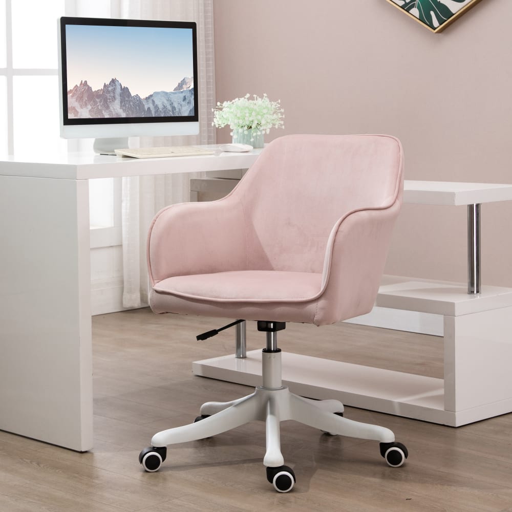 Vinsetto Chaise de bureau massante velours Rose 55x86x70cm