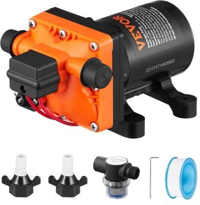 VEVOR Watermembraanpomp 12V DC, 13L/min, 3,8 bar, Zelfaanzuigende Spuitpomp met Drukschakelaar voor RV, Camper en Boot