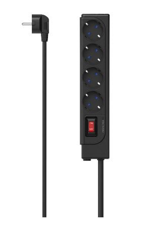 Hama 4-fach 1,5 m 223166 Steckdosenleiste Überspannungsschutz Schalter (Schwarz) 00223166
