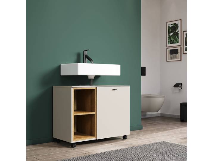 Waschbeckenunterschrank Sao Paulo 80 x 64 x 42cm Holz/Beige