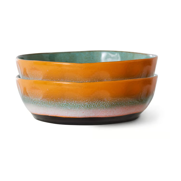 HKliving 70's pastabord Golden hour, 2-pack, Ø 19,5 cm