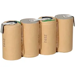 4er Reihe Akku Sub-C 3000mAh 4,8V NiMH mit Lötfahne im Pappmantel