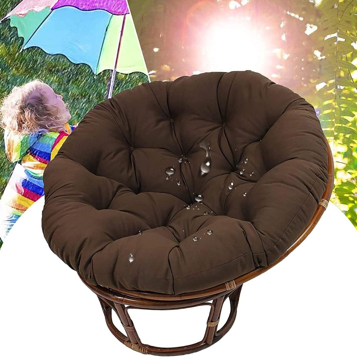 Merkloos Rond Zitkussen voor Hangstoel - Bruin - 100 x 100 cm
