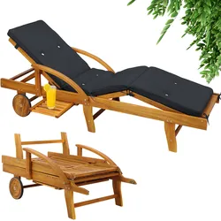 Gartenliege Tami Sun® Akazie inkl Auflage Anthrazit