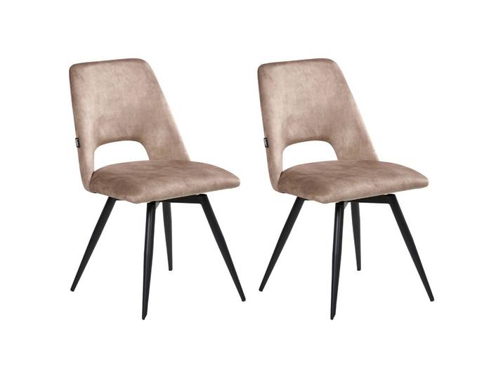 ESSZIMMERSTUHL 2er Set drehbar Samtstoff Beige Hallett