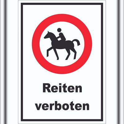 HB-Druck Reiten verboten Aufkleber A9 (37x52mm)
