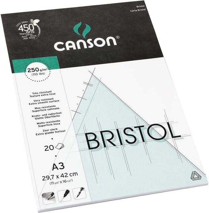 Bloc 20 feuilles Canson A3 Bristol 250G/M²