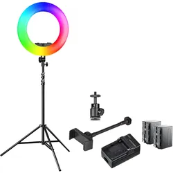 Walimex pro LED Rainbow Ringleuchte 60W mit Stativ & Akku