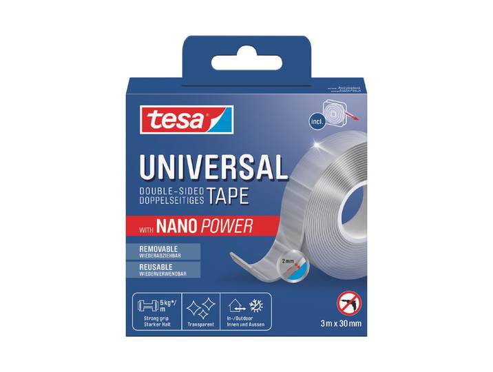 Tesa universal doppelseitiges Klebeband Nano Power 3m x 30mm