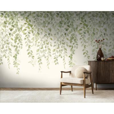 Fototapete LIVING WALLS "The Wall 4 Botanic – Filigrane Blätterranken Vlies-Fototapete", grün, B:1,59m H:0m L:2,8m, Vinyl, Vlies, Tapeten, Filigrane Blätterranken mit dekorativer Tiefenwirkung