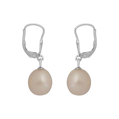 Perlenohrringe DI PERLE "Süßwasserperlen Ohrringe Ohrhänger, Silber rhodiniert", beige (weiß), Ohrringe, Damen, Damen (mm )