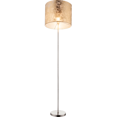 GLOBO LIGHTING Stehlampe "AMY", nickel matt, 1, Ø 40cm H: 160cm, 1 Stk., Leuchten, Stehleuchte Nickel matt, Textil gold, Fußschalter, E27, Stehlampe