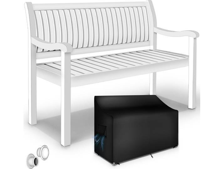 tillvex® Banc de jardin en bois blanc 150 cm / 3 - 4 personnes Banc de parc massif Banc de jardin