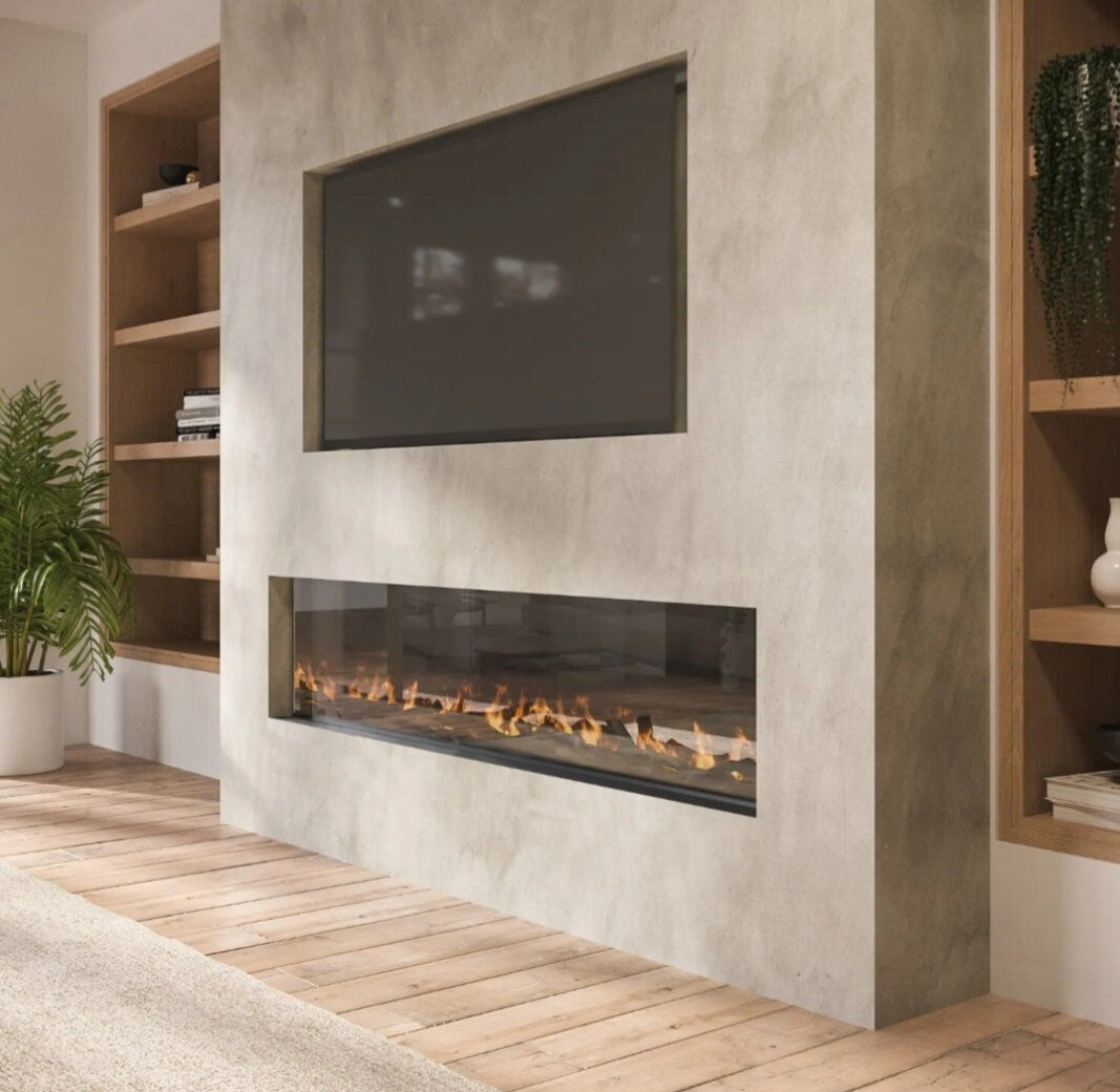 digital flames White Electric Fireplace White 16.9" H x 72" W x 6.7" D