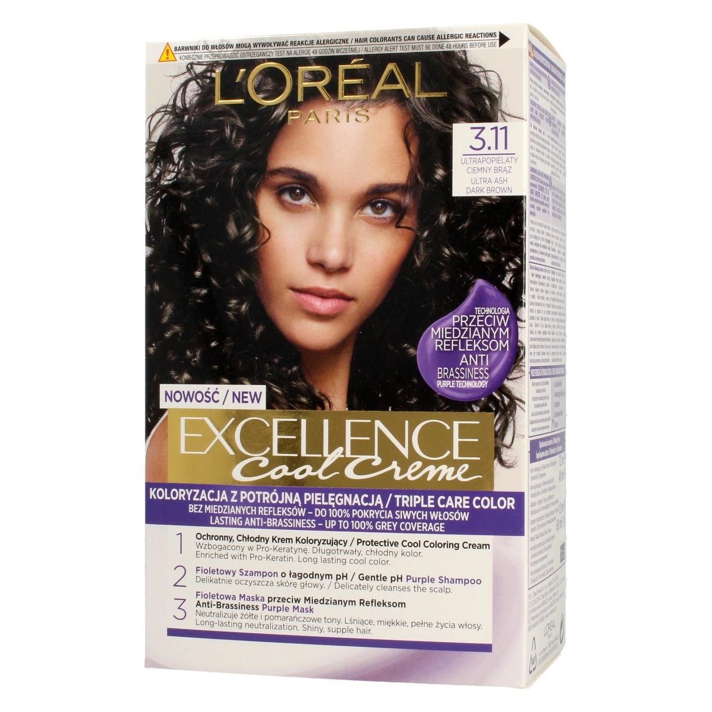 L'Oréal Paris L'Oreal Professionnel Hair Coloring Cream Exellence 3.11 Ultra Ashen Dark Brown (3.11 Ultra Ashen Dark Brown) (0216330)
