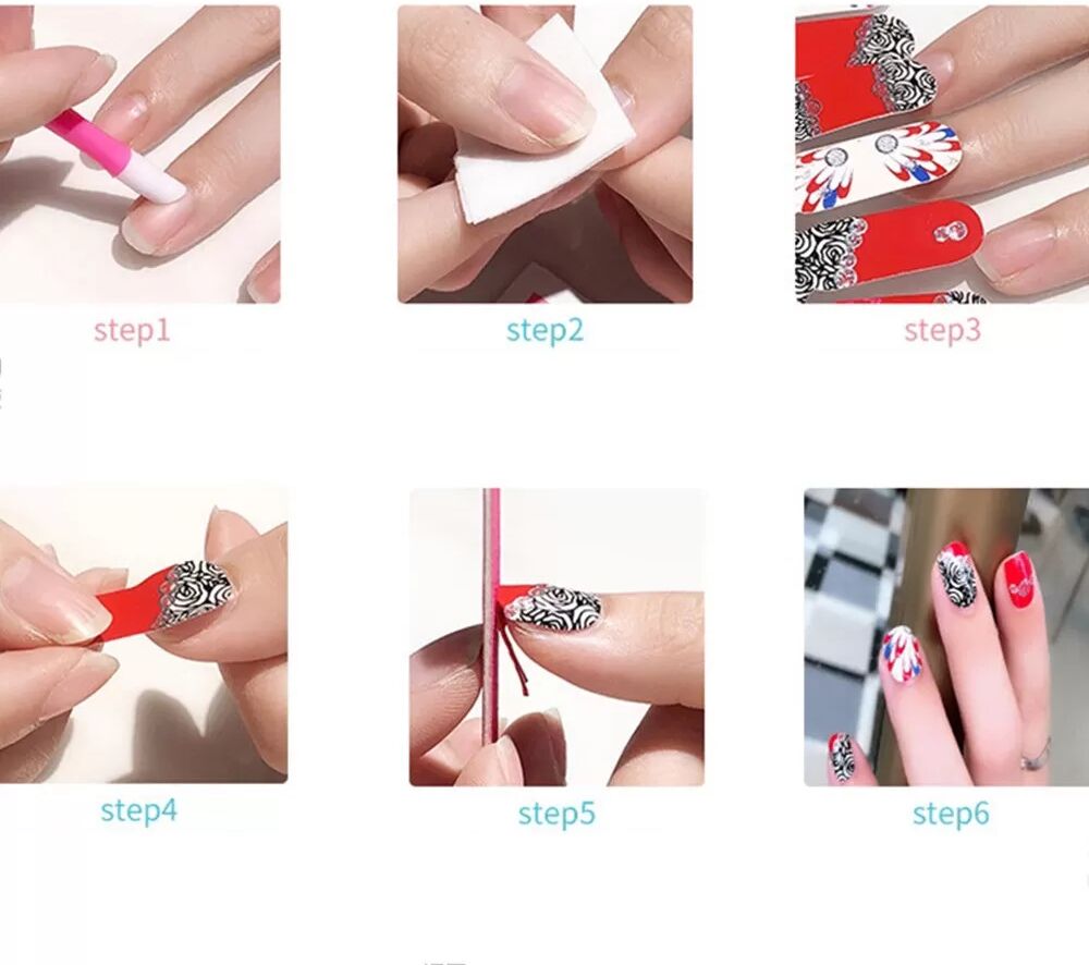 INF 10 Blatt Nagelkunst Aufkleber mit Nagelfeile - 3D Farbverlauf Glitzer Gänseblümchen Design