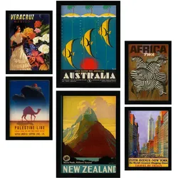 POSTER Set Mit 6 Von Norden Nach Süden Vintage Tourismus Werbetafeln A3 & A4 Rahmenlos