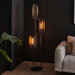 Stehlampe Metall Industry Style in Schwarzgrau 170 cm hoch