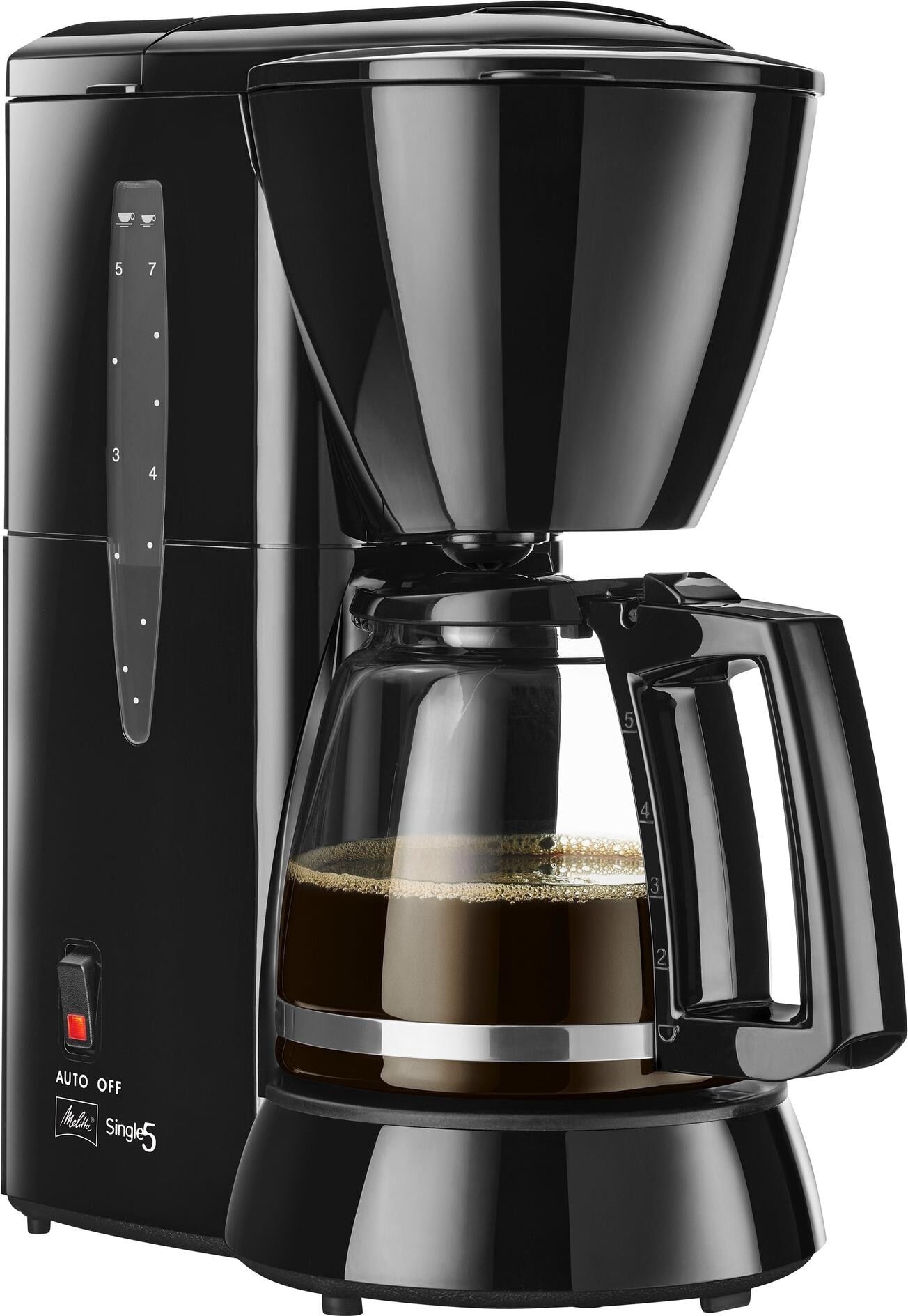 Melitta Filterkaffeemaschine "Single 5", schwarz, 5, Kaffeemaschinen, Kompakte Kaffeemaschine mit Aromaventil und Tropfstopp, Filterkaffeemaschine schwarz 5
