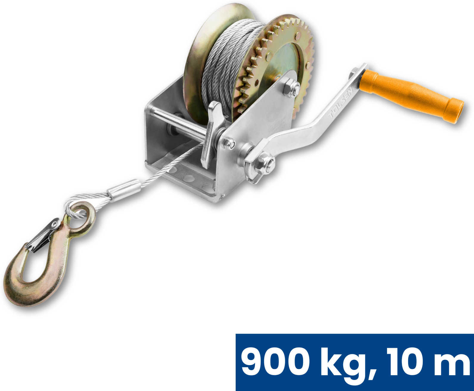Tolsen Handseilwinde zum Ziehen und Heben, 900 kg, Seil 10 m