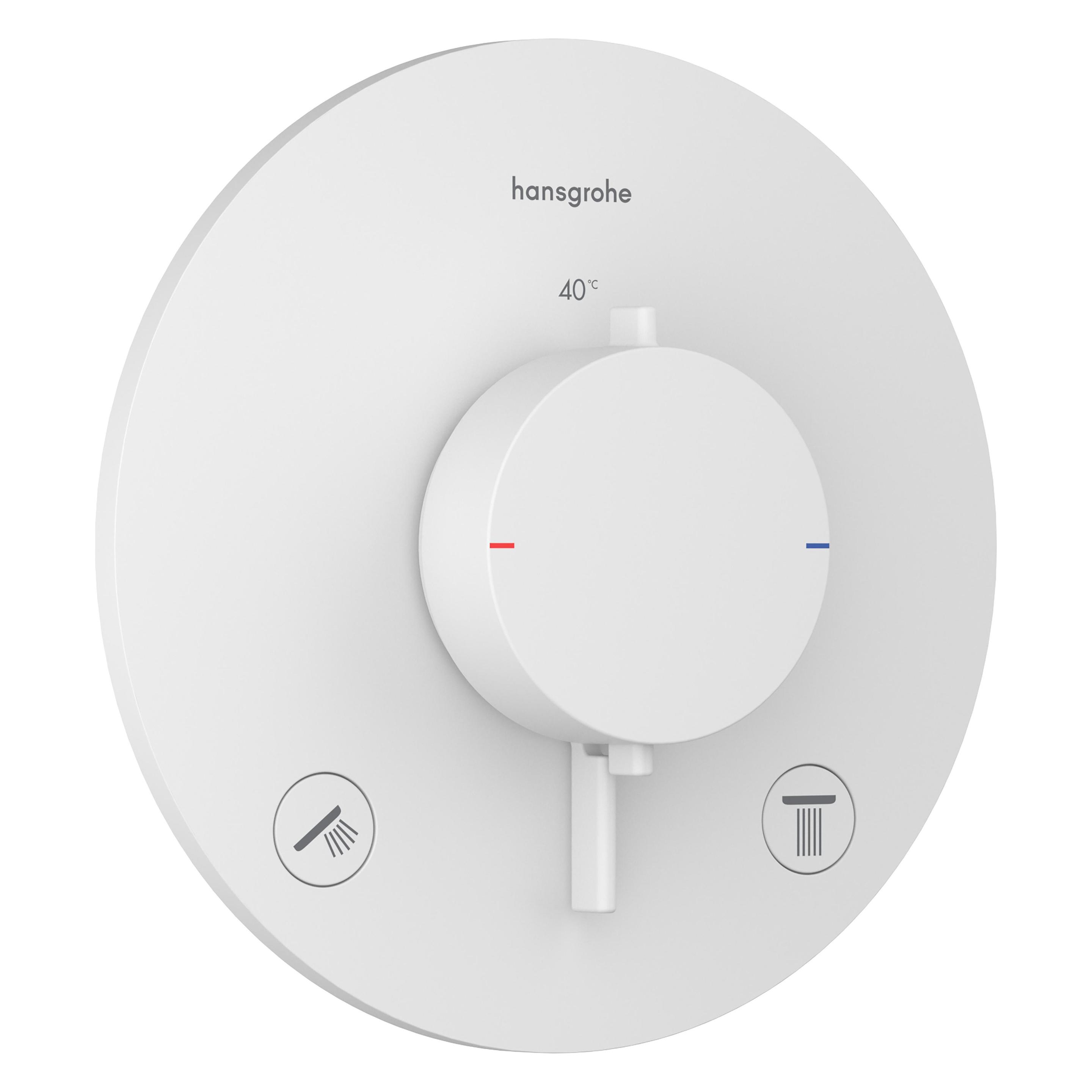 hansgrohe Thermostat mit Sicherheitsstop, Wasserregelung und flachem Design für Dusche und Bad (33715700)