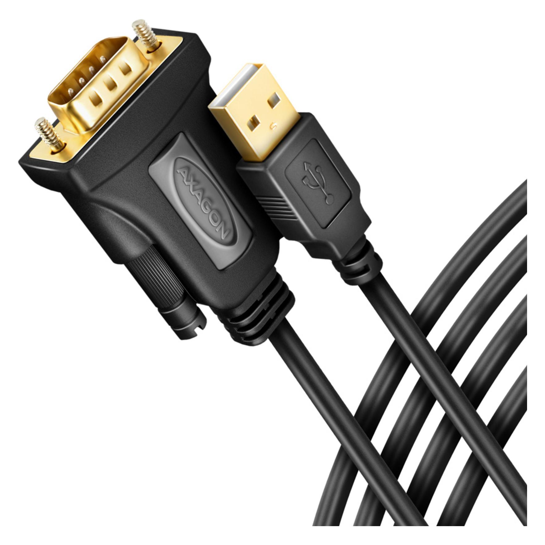 Axagon ADS-1PQN, USB-A 2.0 - sériový RS-232 DB9-M FTDI adaptér / kabel (1.50 m) (ADS-1PQN)