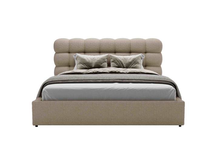 Lit coffre queen size 160x200 cm sommier inclus taupe