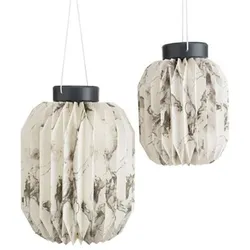LUMIDA Casa 2 Origami-Leuchten Marmor-Optik 5h-Timerfunktion Höhe 20cm & 26cm