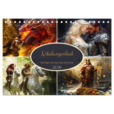 Nibelungenlied - Eine Sage von Sieg, Liebe und Verrat (Tischkalender 2026 DIN A5 quer), CALVENDO Monatskalender