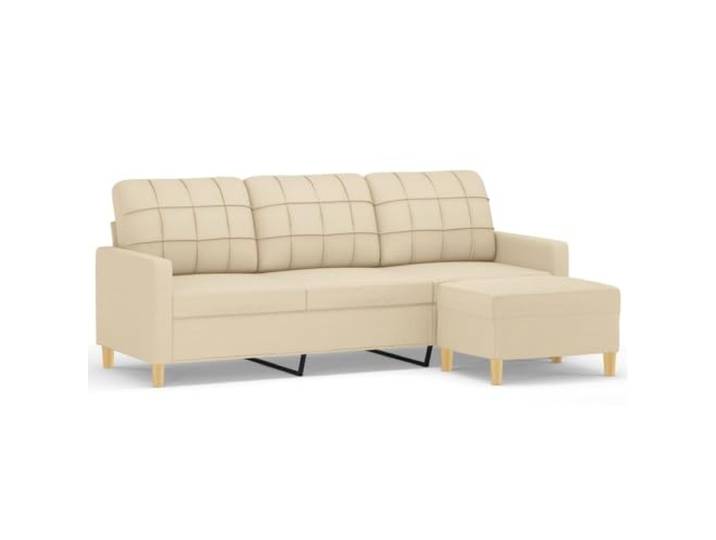 Todiikf 3-Sitzer Couch mit Hocker Polstersofa Set Creme 198 cm Vielseitiges Polstermöbel Set für Wohnzimmer und Gästezimmer, inklusive flexiblem Fußhocker für angenehmen Komfort.